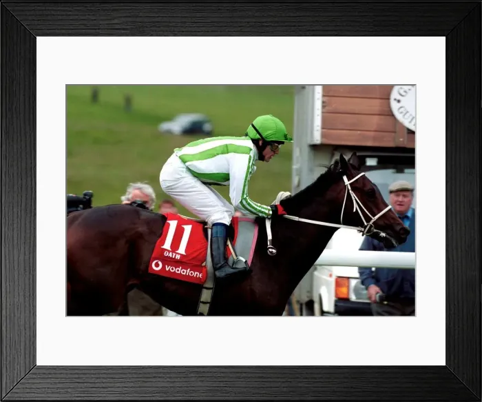 Framed Print : Oath ridden by jockey Kieren Fallon winning the Derby at epsom - June 1999