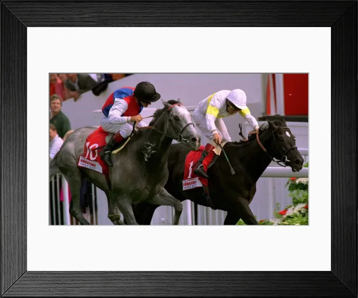 Framed Print : Benny The Dip (rail) wins The Derby from Silver Patriarch at Epsom - June 1997 Framed Print : Benny The Dip (rail) wins The Derby from Silver Patriarch at Epsom - June 1997