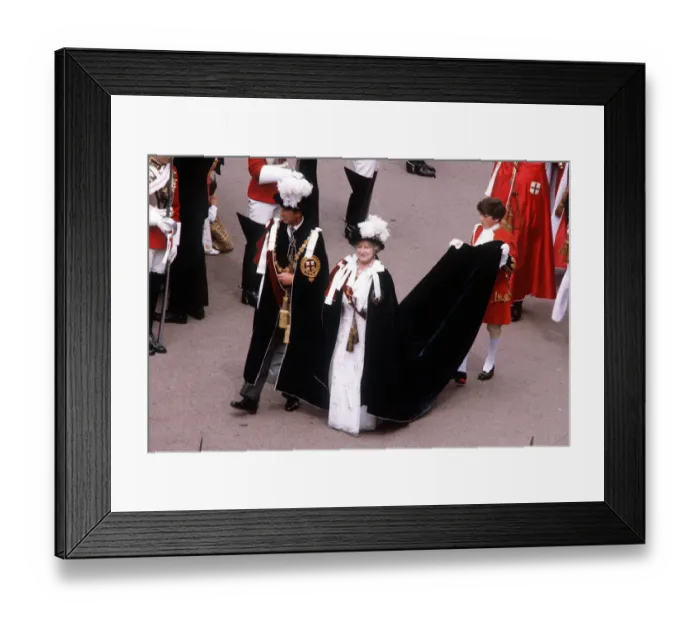 Framed Print : Queen Mother And Prince Charles In Garter Procession At Windsor