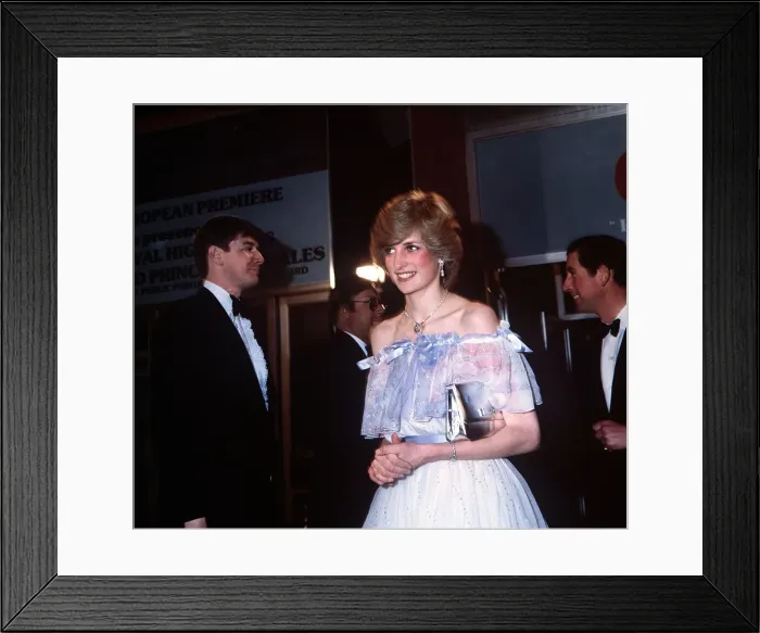 Framed Print : Princess Diana and prince Charles at the at the Odeon Cinema in Leicester Square for Framed Print : Princess Diana and prince Charles at the at the Odeon Cinema in Leicester Square for
