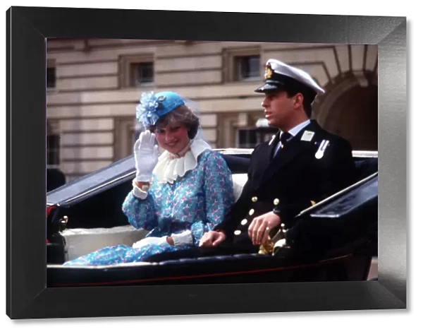 Lady Diana Spencer and Prince Andrew during the trooping the colour ceremony in London