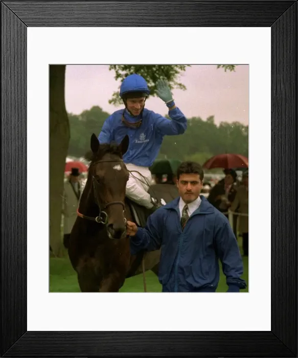 Framed Print : Richard Hills celebrates after winning on Asfurah at Royal Ascot Framed Print : Richard Hills celebrates after winning on Asfurah at Royal Ascot