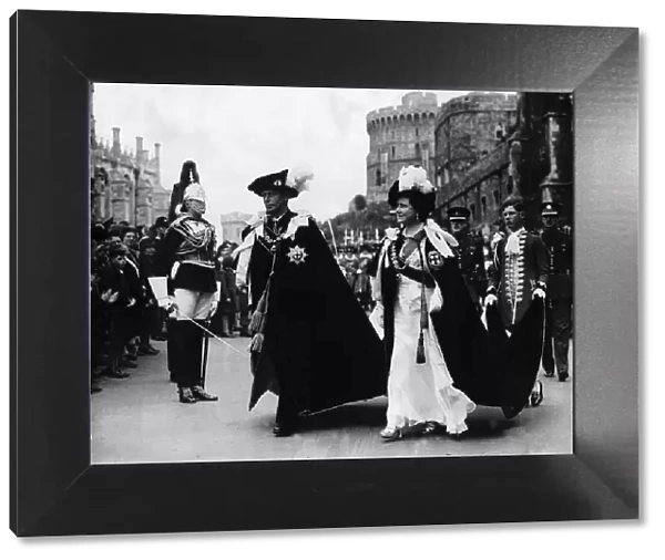 King George VI and Queen Elizabeth in Garter Procession at Windsor Castle
