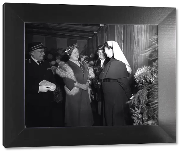 HRH Queen Elizabeth Queen Mother December 1954 opens Highwood Hospital, Mill Hill