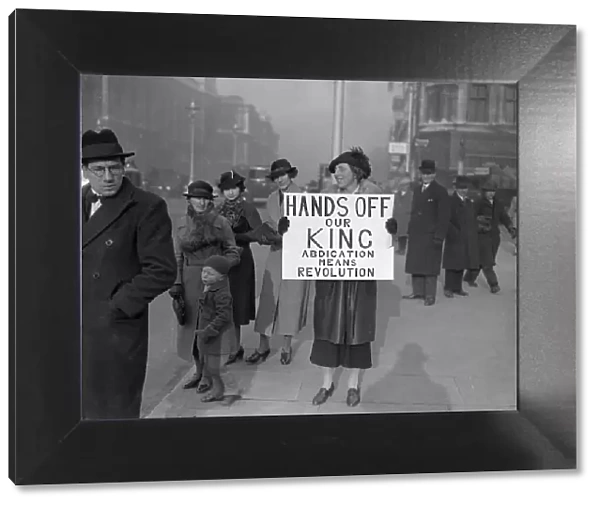 King Edward VIII Abdication Crisis Royal supporters marching with banner
