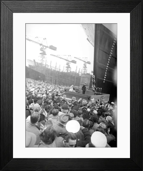 Framed Print : HRH Queen Elizabeth Queen Mother May 1950 at the Launching of Ark Royal