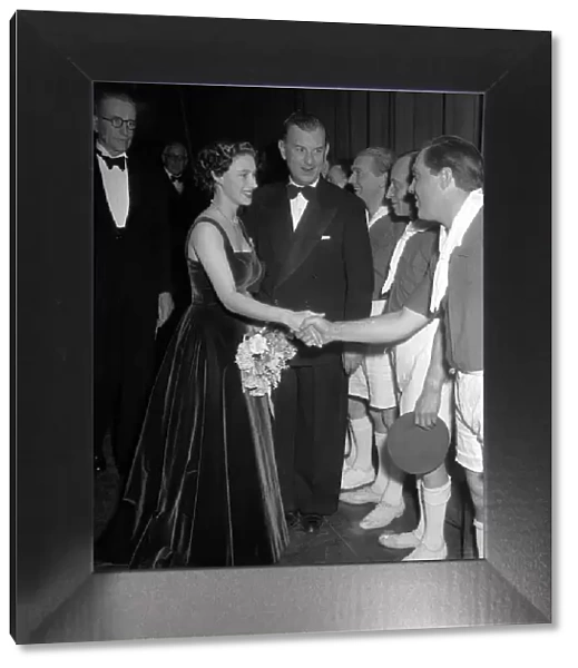 Princess Margaret Dec 1953 is introduce to the members of the cast at