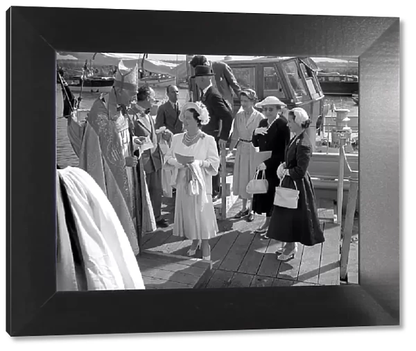 HRH Queen Elizabeth Queen Mother August 1953 attends a church service on the Norfolk
