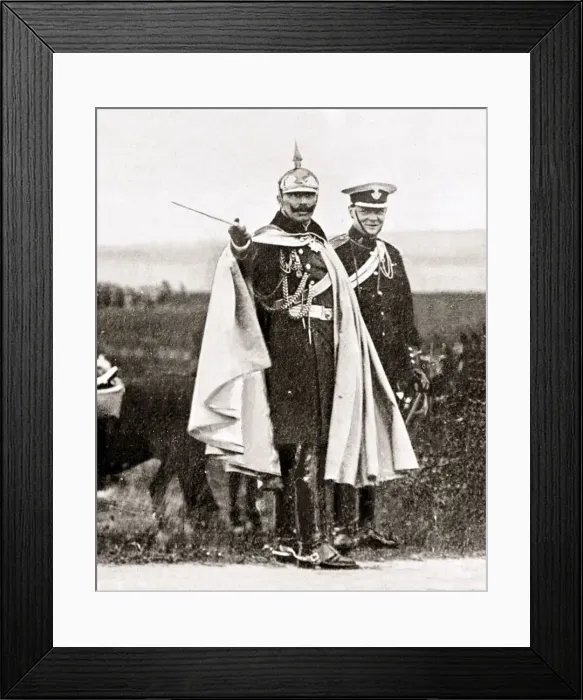 Framed Print : Winston Churchill with a German Officer during military manouevers in Germany Framed Print : Winston Churchill with a German Officer during military manouevers in Germany