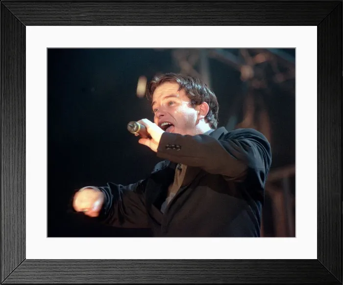 Framed Print : Steven Gateley of pop group Boyzone December 1999 singer singing performing at the SSEC Framed Print : Steven Gateley of pop group Boyzone December 1999 singer singing performing at the SSEC