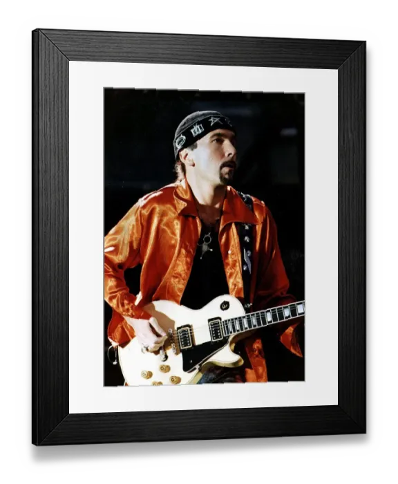 Framed Print : The Edge real name David Evans of U2 pop group 1993
