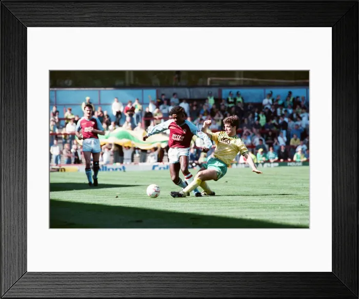 Framed Print : Aston Villa v Norwich City, league match at Villa Park April 1990