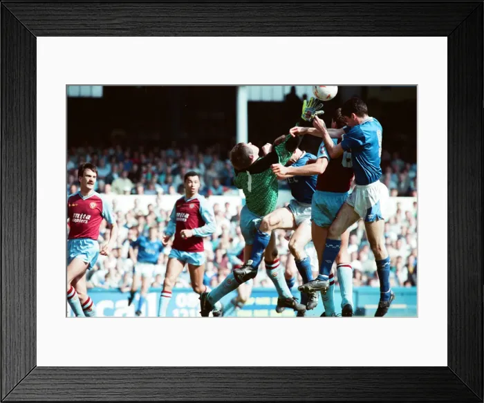 Framed Print : Everton v Aston Villa league match at Goodison Park May 1990 Framed Print : Everton v Aston Villa league match at Goodison Park May 1990