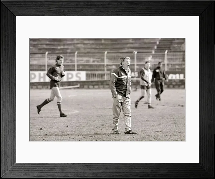 Framed Print : England football team training session February 1987. Pictured Framed Print : England football team training session February 1987. Pictured