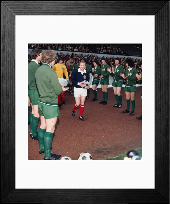 Framed Print : Billy Bremner Scotland football captain 1974 Leads out team against Northern Framed Print : Billy Bremner Scotland football captain 1974 Leads out team against Northern