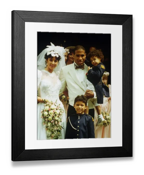 Framed Print : John Barnes wedding to Suzie Barnes June 1991