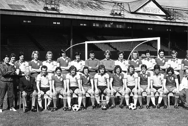 Partick Thistle FC, season 1974 to 1975 back L to R Bertie Auld Jim Holmes Joe