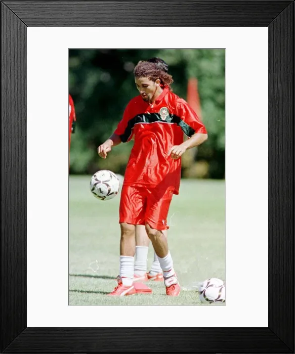 Framed Print : World Cup France 1998 Football Morocco players Hadji during training