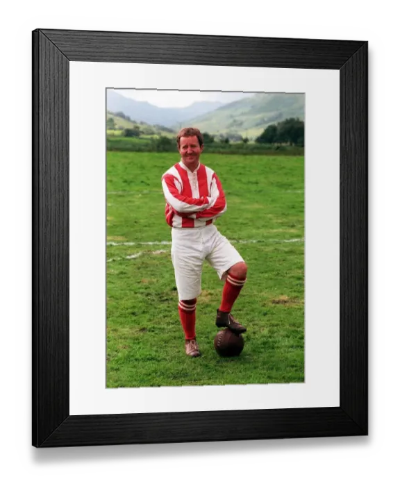 Framed Print : Actor Jonathan Watson August 1998 in old fashioned football kit during filming of Framed Print : Actor Jonathan Watson August 1998 in old fashioned football kit during filming of