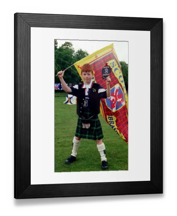 Framed Print : World Cup France 1998 Football Young Scotland fan watching Scotland v Norway