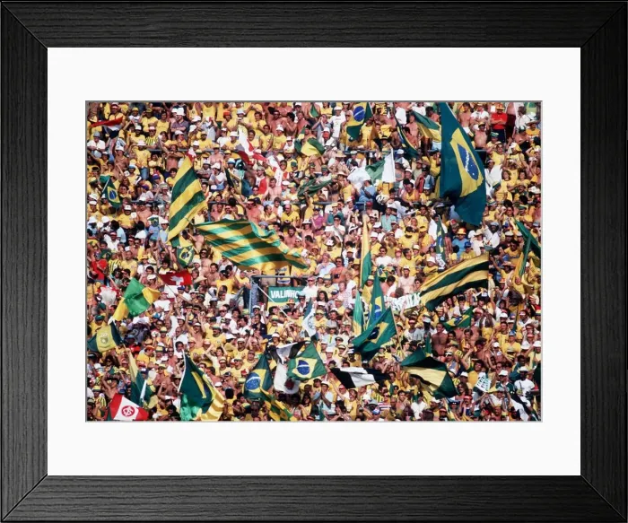 Framed Print : Brazilian fans World Cup 1982 football supporters after goal scored Framed Print : Brazilian fans World Cup 1982 football supporters after goal scored