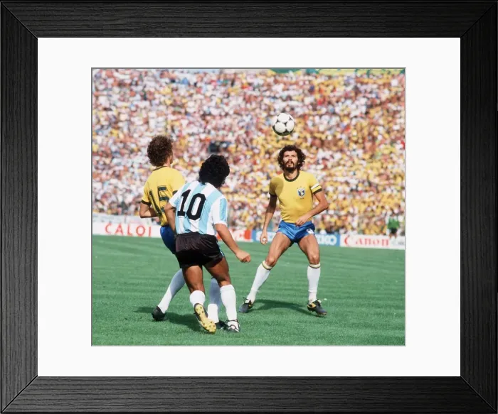 Framed Print : Argentina v Brazil World Cup 1982 football Socrates, Maradona Framed Print : Argentina v Brazil World Cup 1982 football Socrates, Maradona
