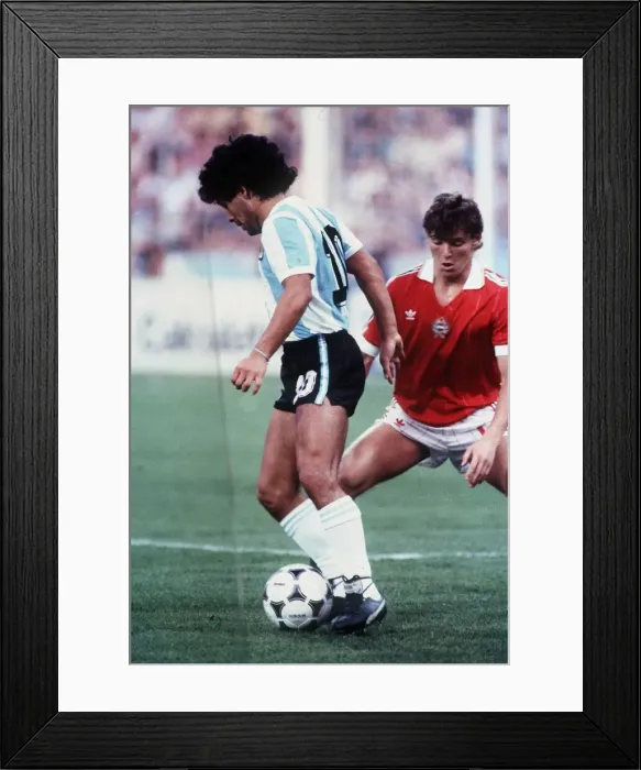Framed Print : Argentina v Hungary World Cup 1982 football Maradona on the ball control Framed Print : Argentina v Hungary World Cup 1982 football Maradona on the ball control