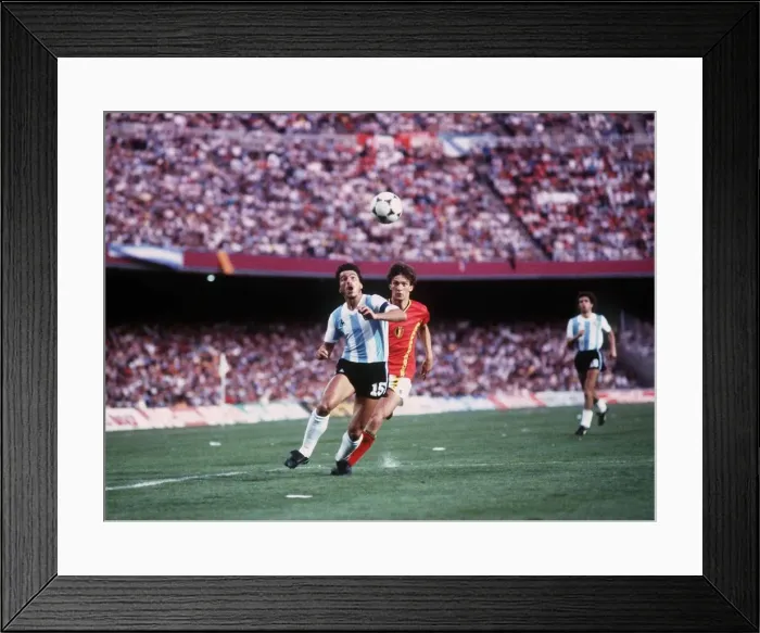 Framed Print : Argentina v Belgium World Cup 1982 football Daniel Passarella chasing a ball Framed Print : Argentina v Belgium World Cup 1982 football Daniel Passarella chasing a ball