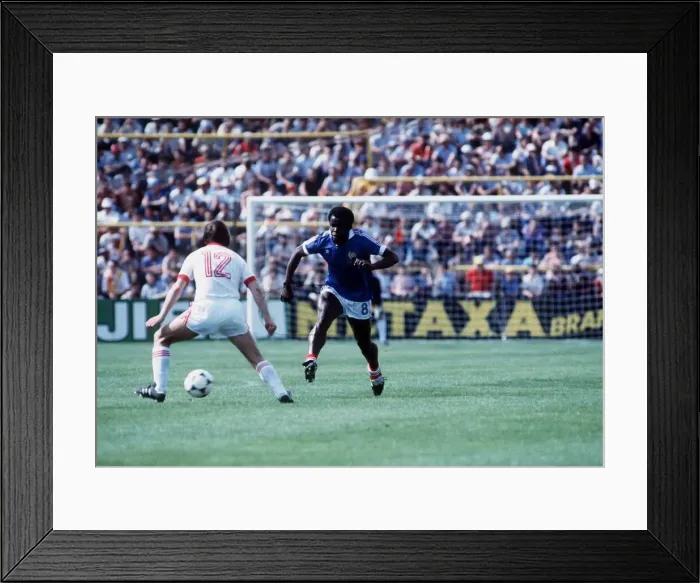 Framed Print : France v Czechoslovakia World Cup 1982 football Marcus Tressor of France Framed Print : France v Czechoslovakia World Cup 1982 football Marcus Tressor of France