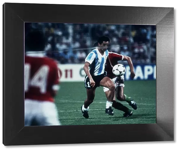 Argentina v Hungary World Cup 1982 football Ossie Ardiles on the ball