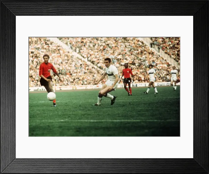 Framed Print : Italy V Haiti World Cup 1974 Riva goes for the ball Framed Print : Italy V Haiti World Cup 1974 Riva goes for the ball