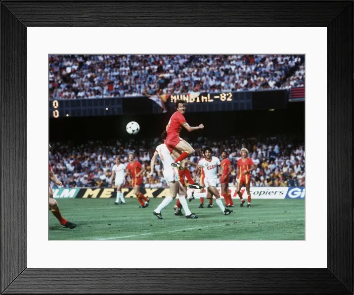 Framed Print : World Cup 1982 Belgiun 0 USSR 1 Belgium repel another soviet attack on goal Framed Print : World Cup 1982 Belgiun 0 USSR 1 Belgium repel another soviet attack on goal