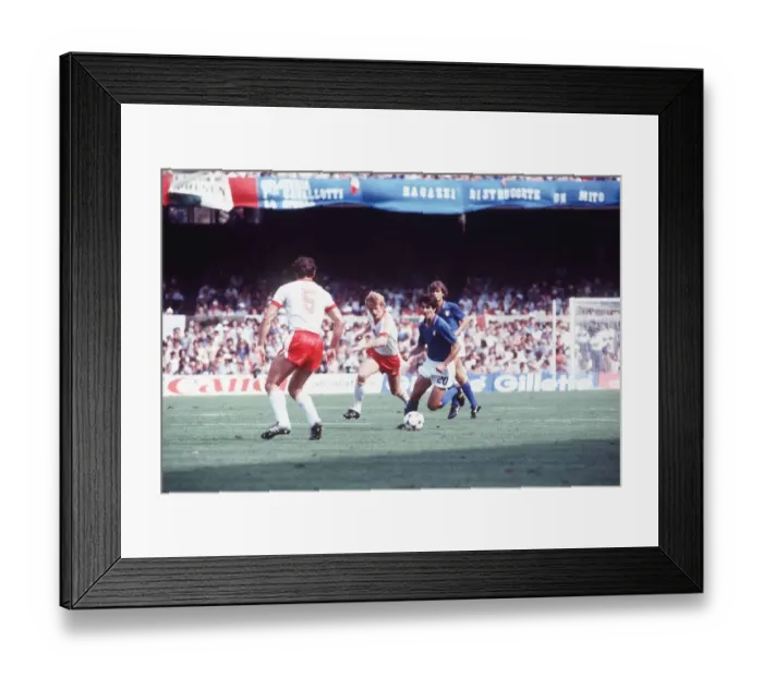 Framed Print : Poland v Italy 1982 World Cup match Antogoni Buncol running with the ball