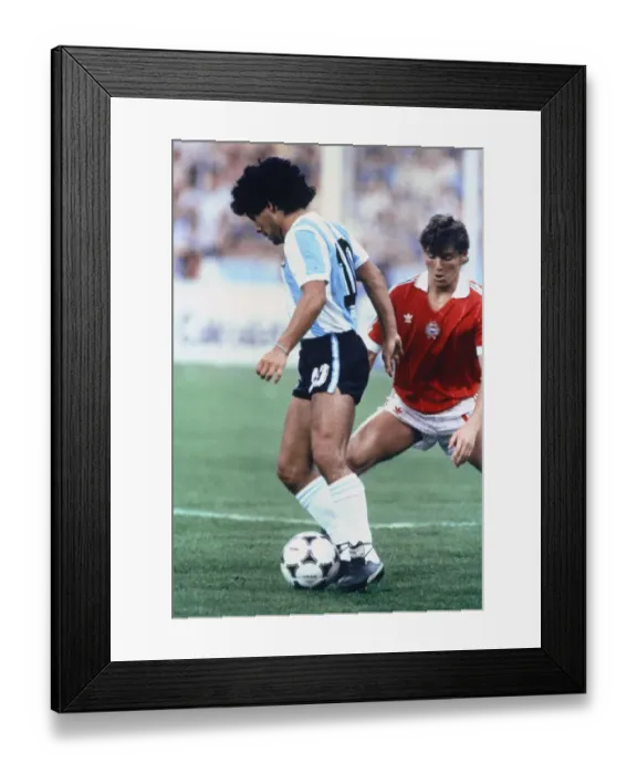 Framed Print : Argentina v Hungary World Cup 1982 football Maradona on the ball control