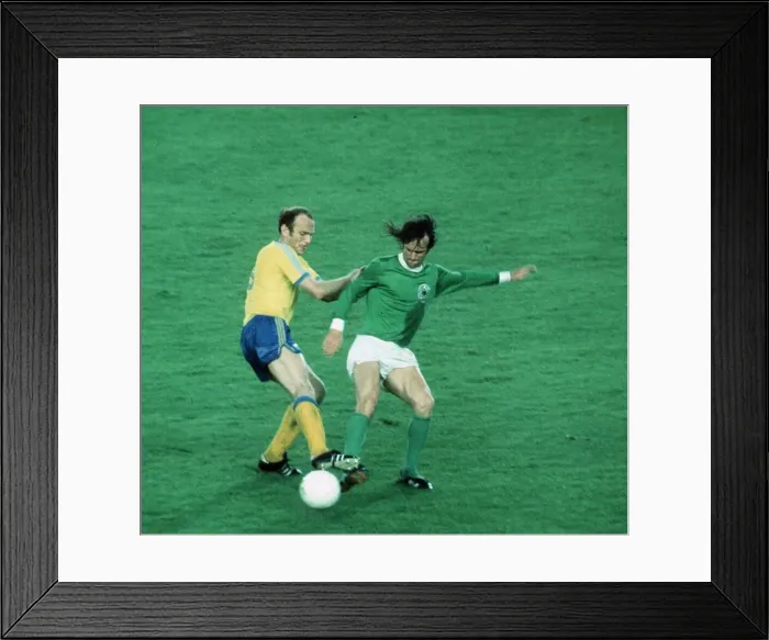 Framed Print : West Germany v Sweden World Cup 1974 football Ove Grahn Sweden making