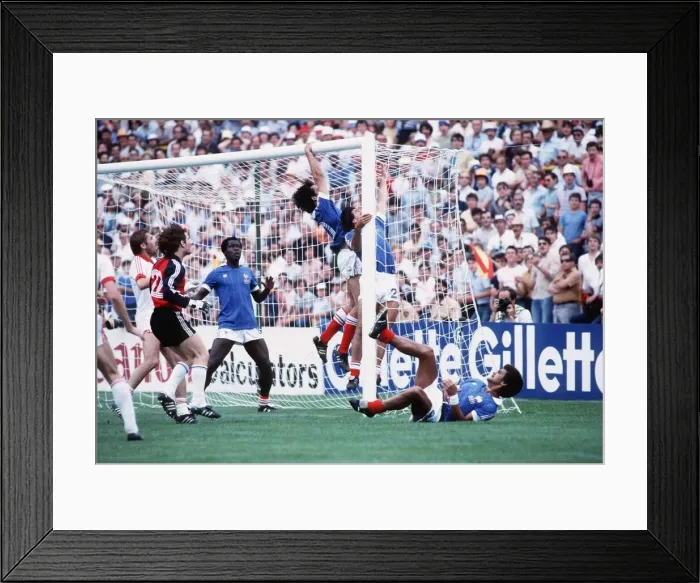 Framed Print : France v Czechoslovakia 1982 World Cup panic in the French goalmouth as Framed Print : France v Czechoslovakia 1982 World Cup panic in the French goalmouth as