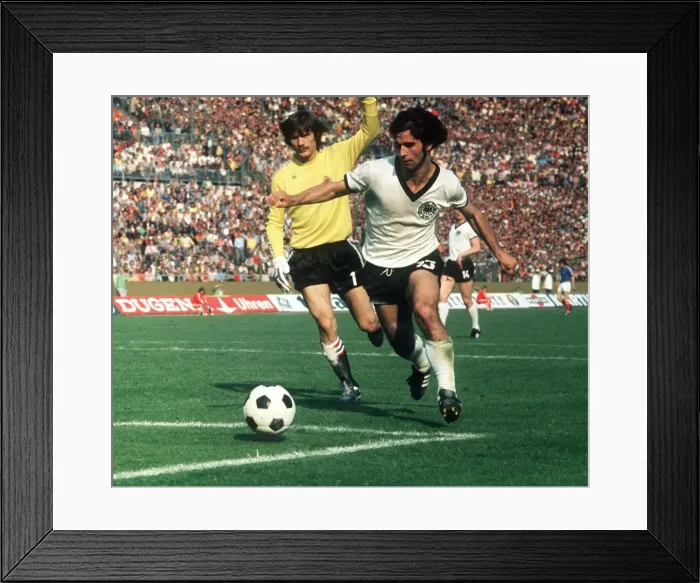 Framed Print : Muller of West Germany and Maric World Cup 1974 Yugoslavia v West Germany
