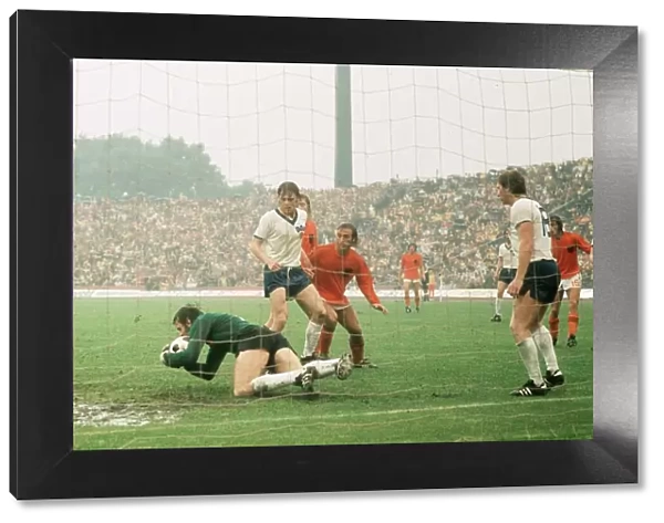 East Germany v Holland World Cup 1974 football Croy goalkeeper on ground