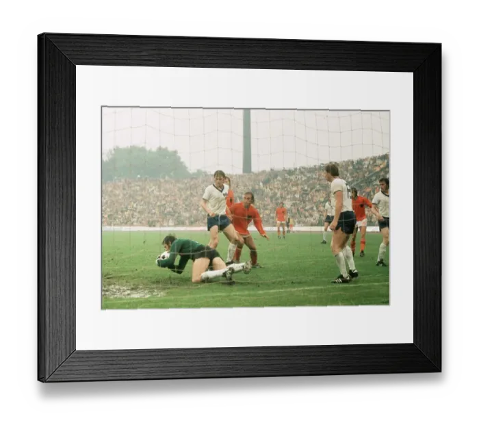 Framed Print : East Germany v Holland World Cup 1974 football Croy goalkeeper on ground Framed Print : East Germany v Holland World Cup 1974 football Croy goalkeeper on ground