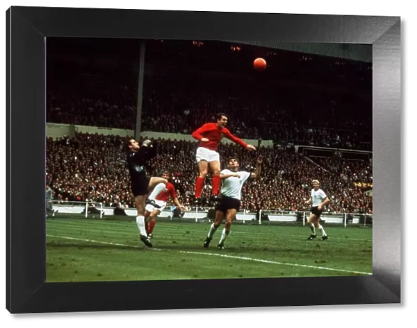 World Cup Final Football 1966 England 4 Germany 2 at Wembley Geoff Hurst jumps