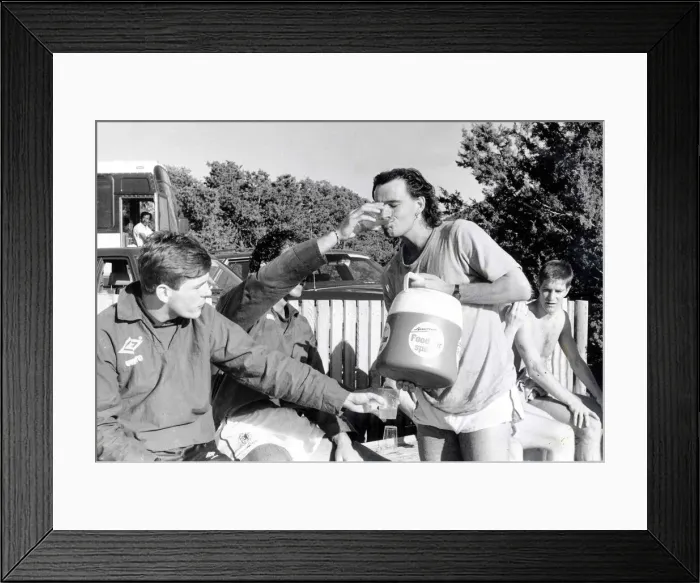 Framed Print : Charlie Nicholas Scotland team in Mexico 1986 Graeme Souness helps Charlie Nicholas Framed Print : Charlie Nicholas Scotland team in Mexico 1986 Graeme Souness helps Charlie Nicholas