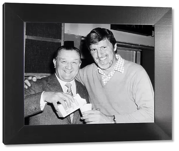 Jimmy Hill March 1983 TV Presenter with Bob Paisley Liverpool Football Manager