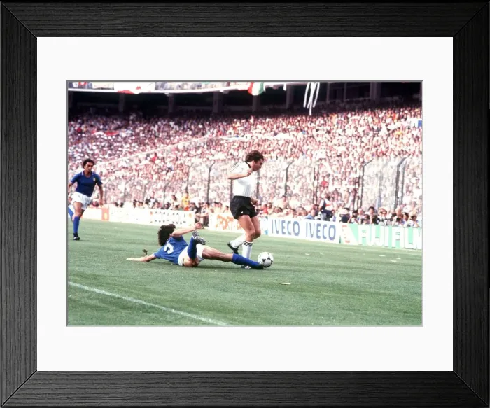 Framed Print : Collovati (Italy) tackles Fischer (West Gemany) 1982 in World Cup final