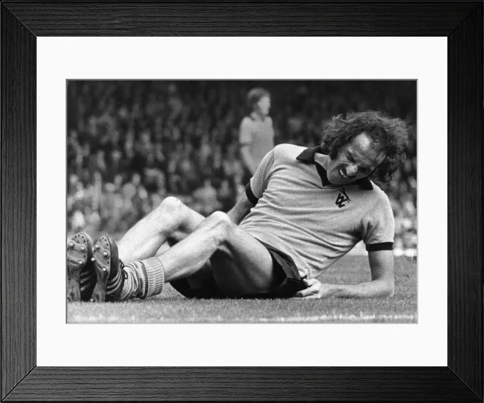 Framed Print : Derek Dougan Wolverhampton Wanderers football player in pain after a challenge during