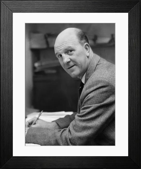 Framed Print : Stan Cullis Wolves Manager 1948-1964, pictured at his desk in his office at Molineux Framed Print : Stan Cullis Wolves Manager 1948-1964, pictured at his desk in his office at Molineux