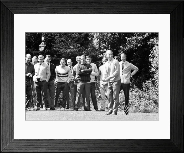 Framed Print : England footballer Bobby Charlton enjoys a round of golf during an England team get Framed Print : England footballer Bobby Charlton enjoys a round of golf during an England team get