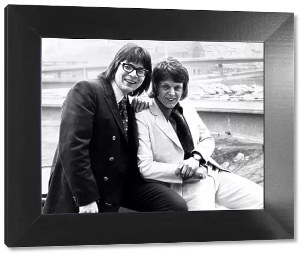 Disc Jockey Richard Park wearing glasses with Steve Jones circa 1975