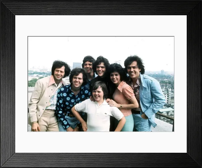 Framed Print : The Osmonds pop group on roof Circ 1975