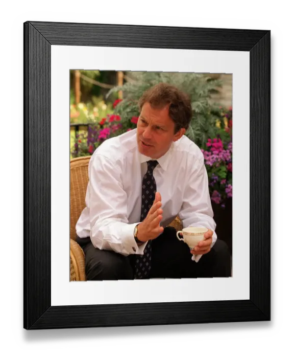 Framed Print : Tony Blair Prime Minister at 10 Downing Street 28 July 1997 interviewed by Mirror editor