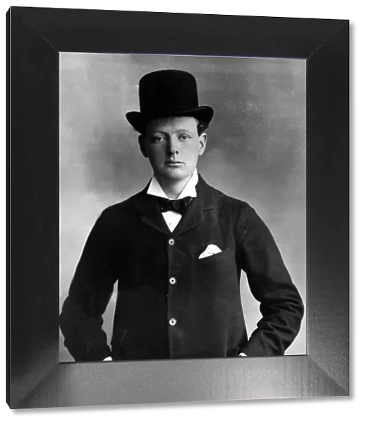 Sir Winston Churchill as Conservative candidate in the Oldham by-election 1899 wearing a